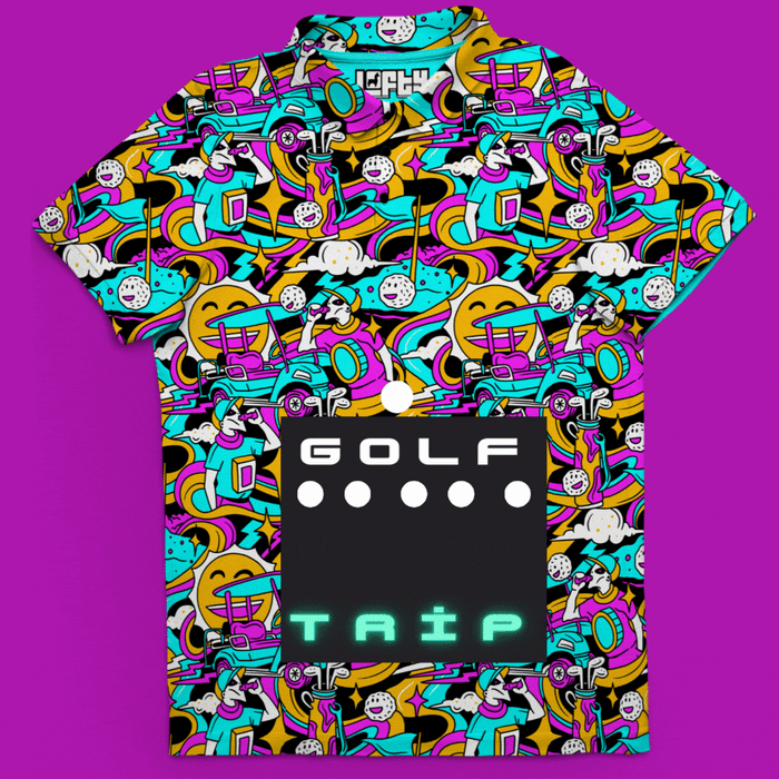The "Golf Trip" | Funky Psychedelic Golf Polo for Men | Fathers Day Golf Gifts