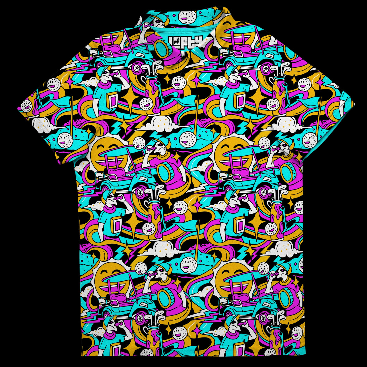 The "Golf Trip" | Funky Psychedelic Golf Polo for Men | Fathers Day Golf Gifts