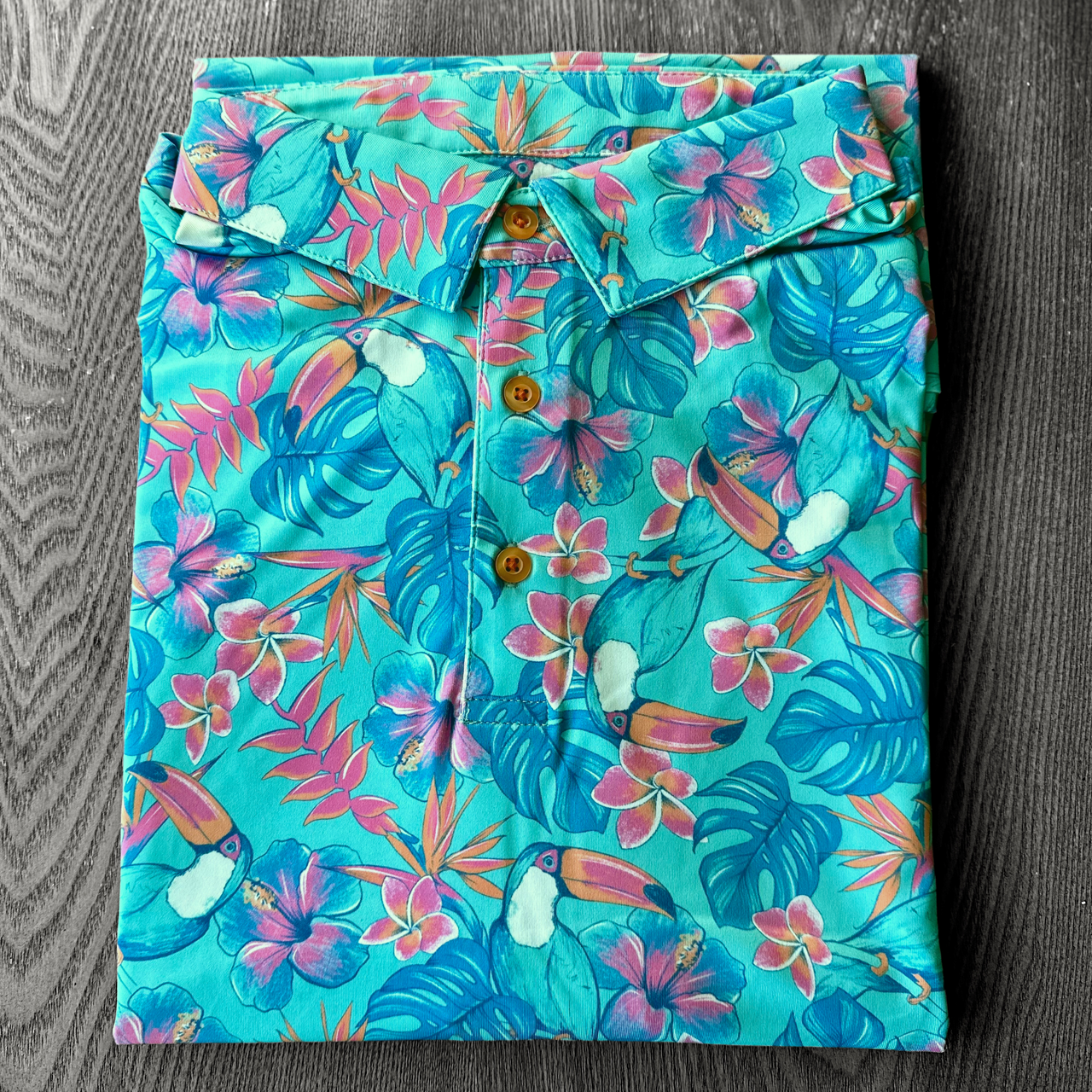 Toucan Tropical Floral Golf Polo for Men