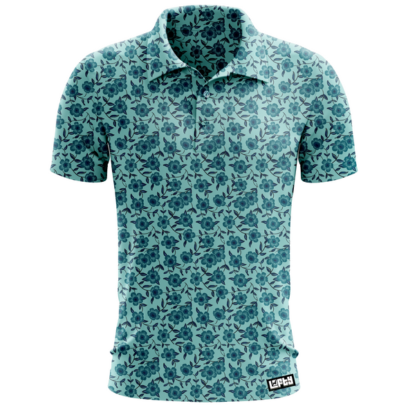 Rickie Flowers | Blue Floral Golf Polo for Men