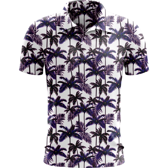 South Beach Christmas men's golf polo front view