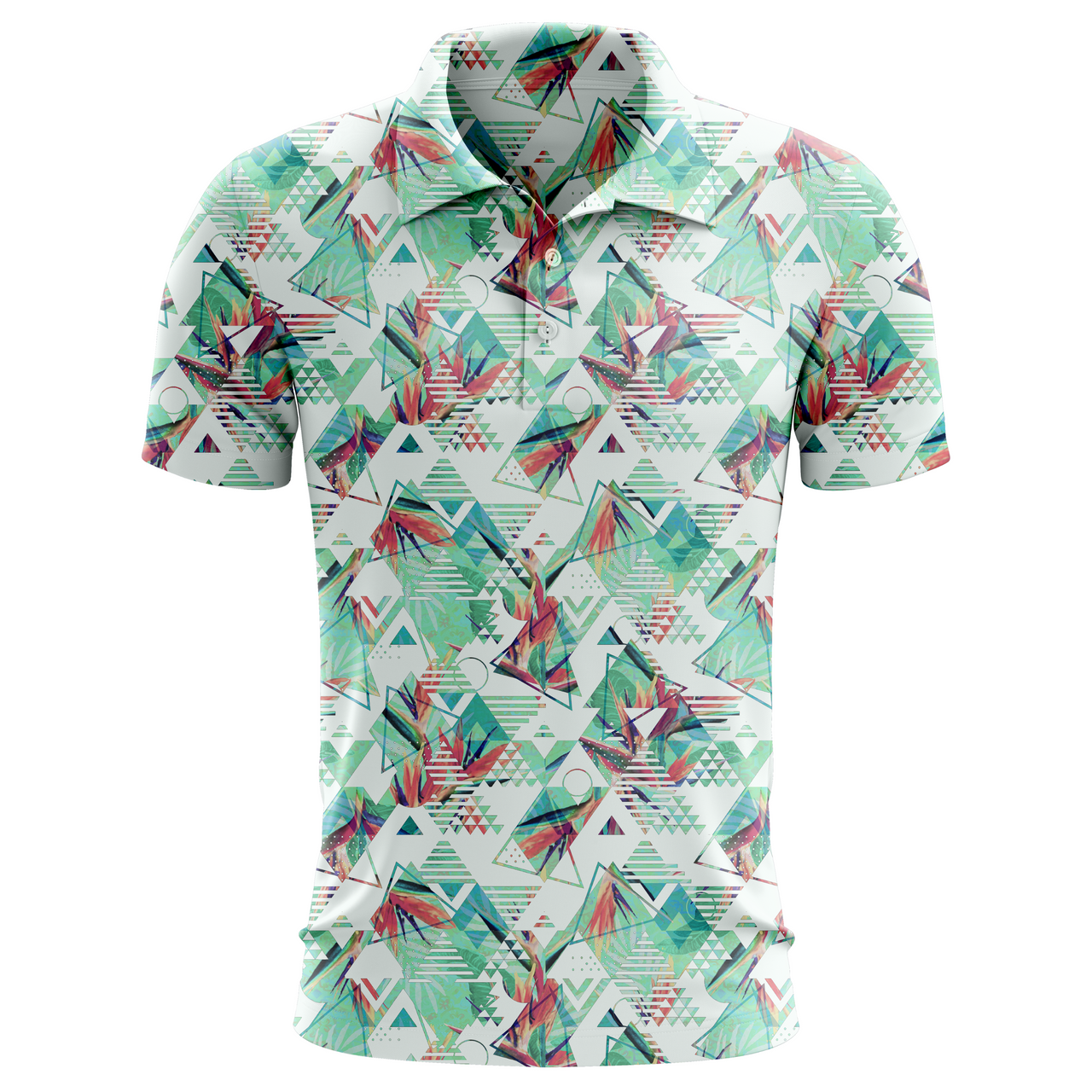 Birdies of Paradise | Floral/Retrowave Golf Polo for Men