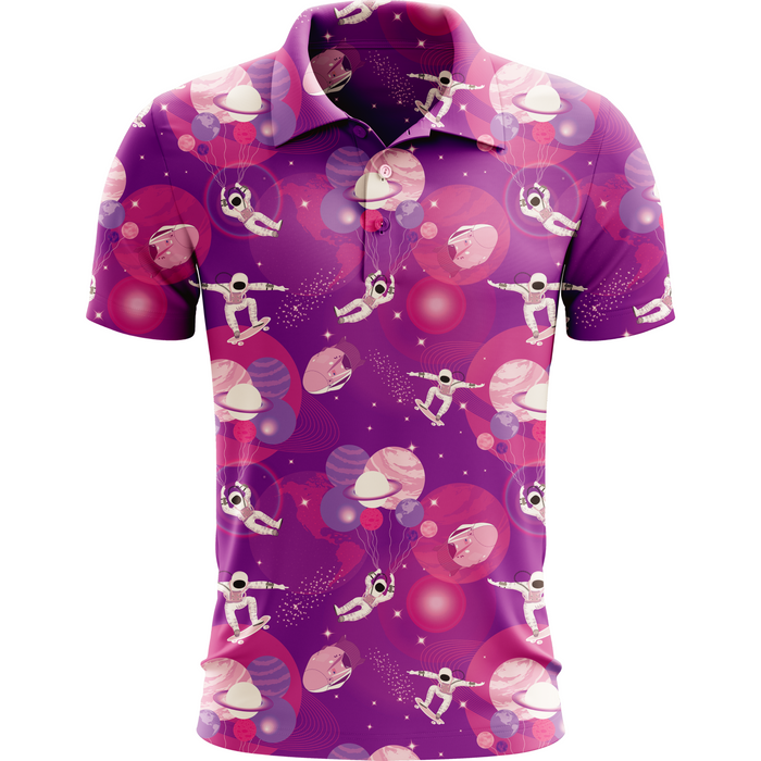 Spaced Out men's golf polo front view